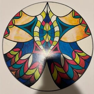 Copy of the Hildegarde of Bingen plate from Judy Chicago’s iconic Dinner Party.